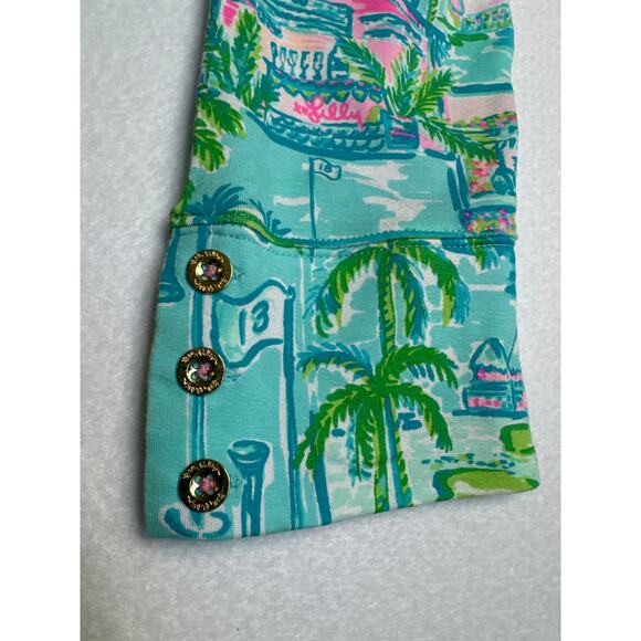 Lilly Pulitzer Claudia UPF 50+ fabric, High Tide Navy Honda print dress large - Picture 8 of 15